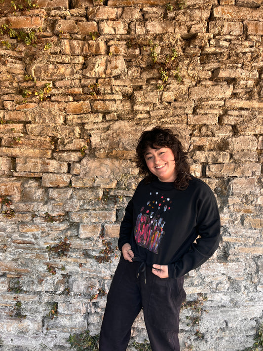 SUDADERA PINTADA CROP OVERSIZE