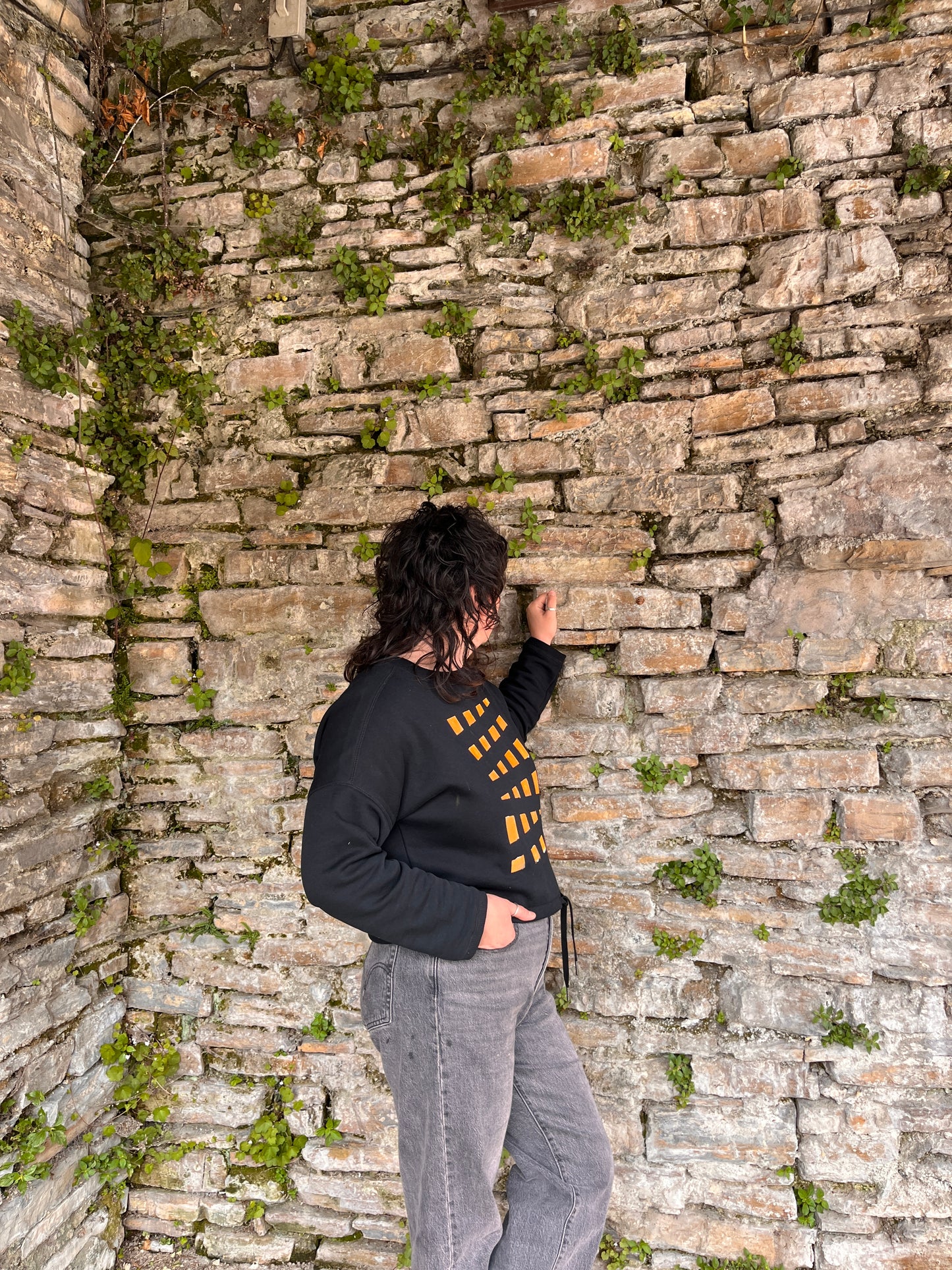 SUDADERA PINTADA CROP OVERSIZE