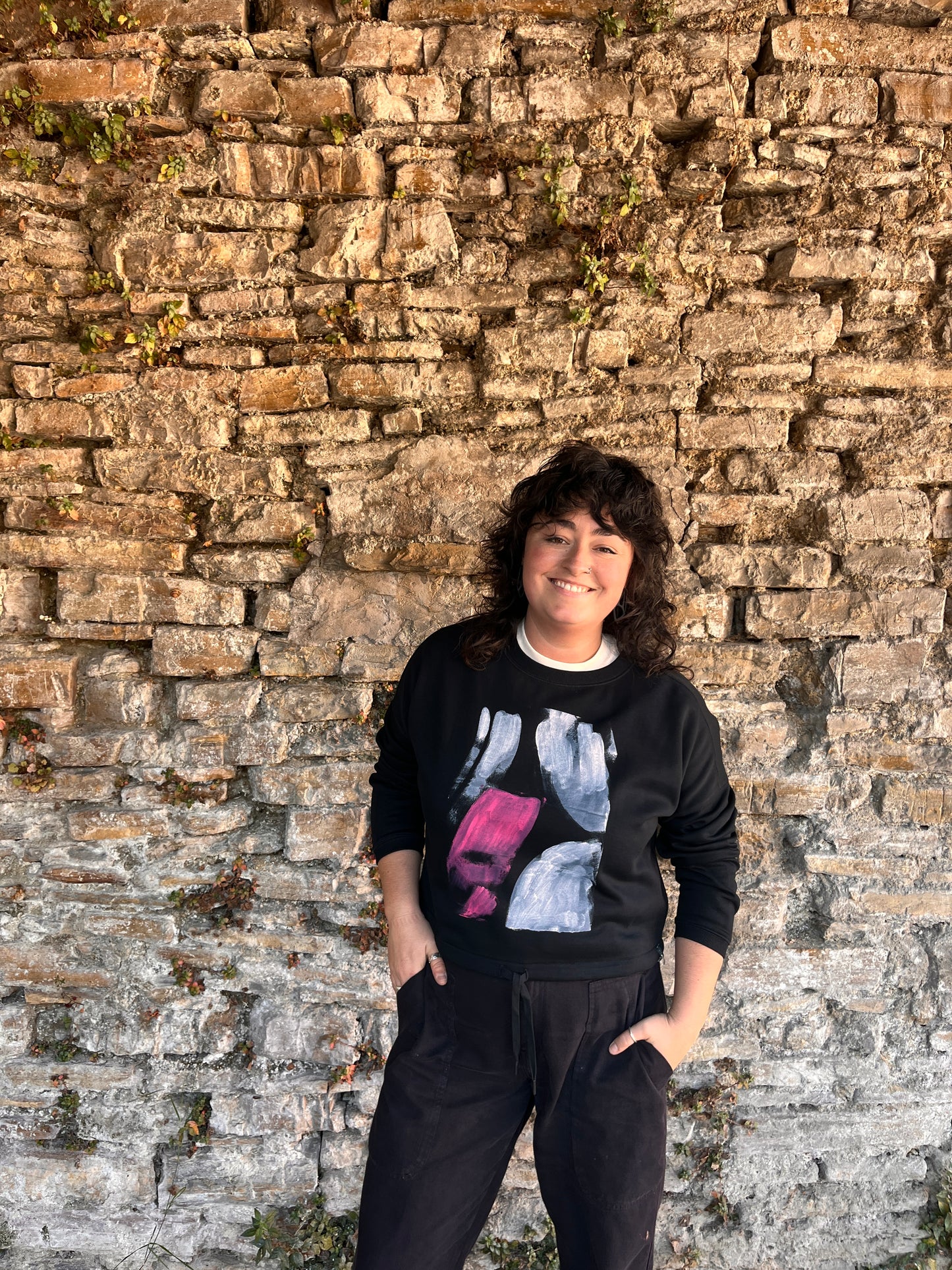 SUDADERA PINTADA CROP OVERSIZE