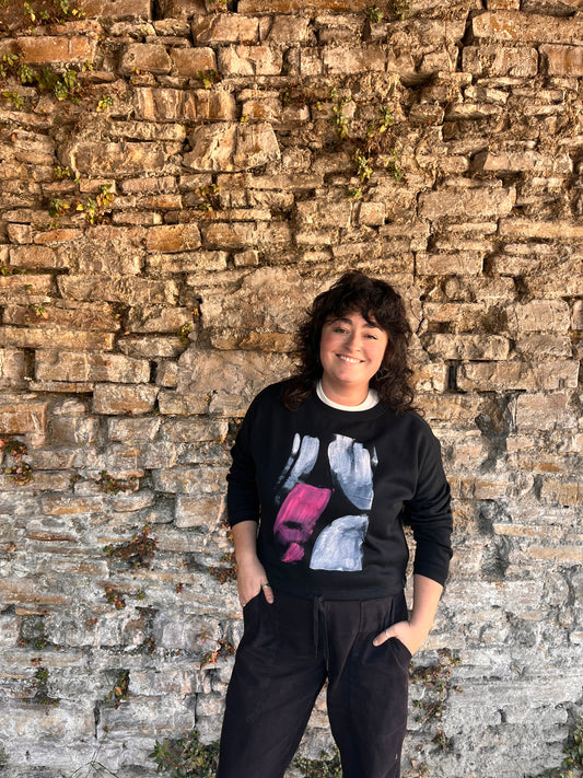 SUDADERA PINTADA CROP OVERSIZE