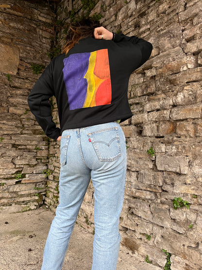 SUDADERA PINTADA CROP OVERSIZE
