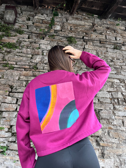 SUDADERA PINTADA CROP OVERSIZE