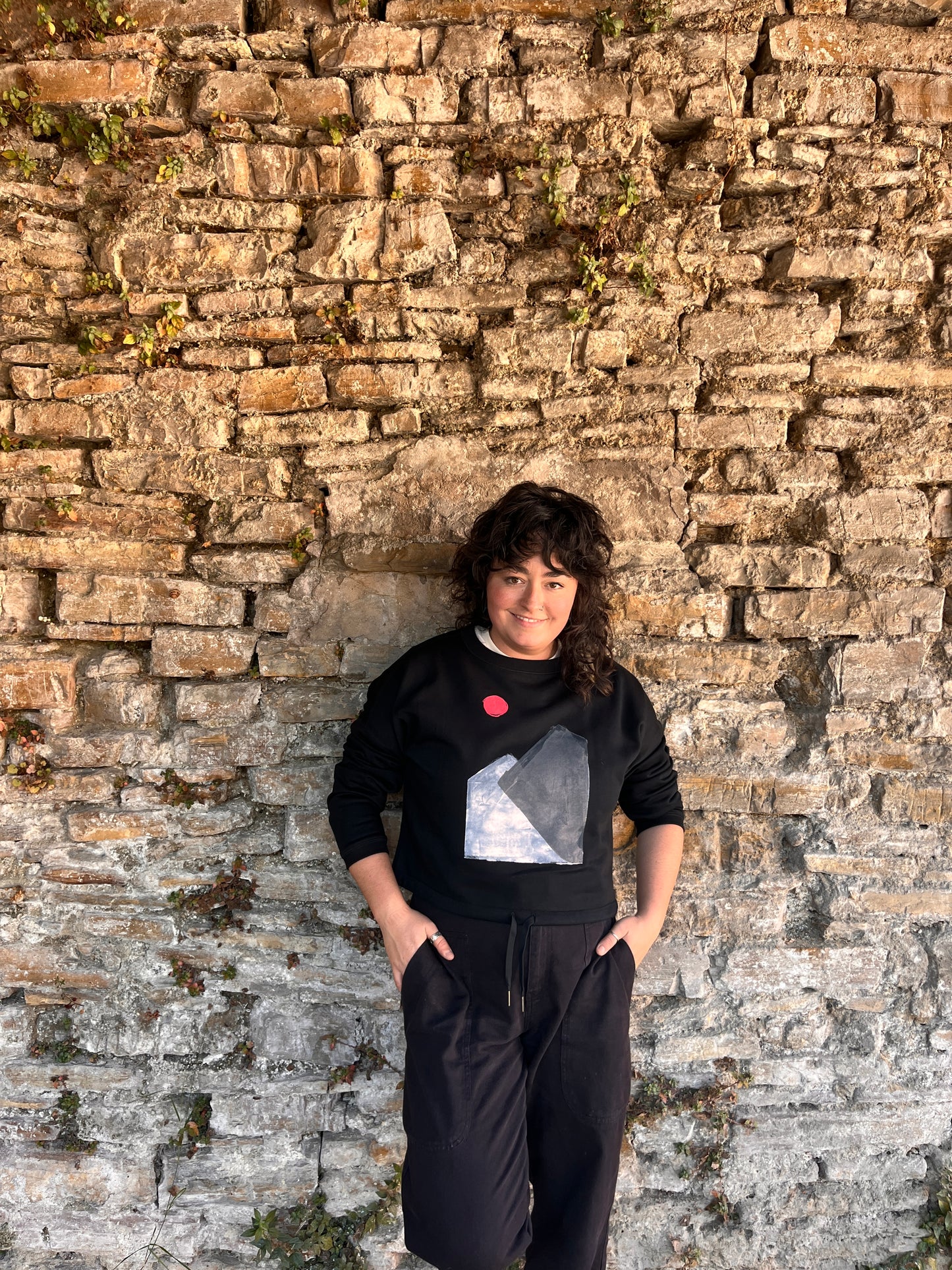 SUDADERA PINTADA CROP OVERSIZE