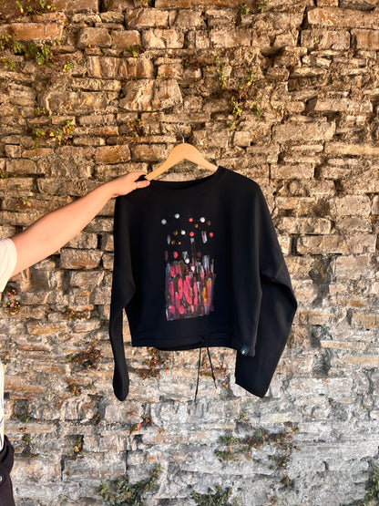 SUDADERA PINTADA CROP OVERSIZE