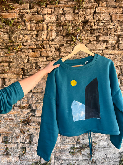 SUDADERA PINTADA CROP OVERSIZE