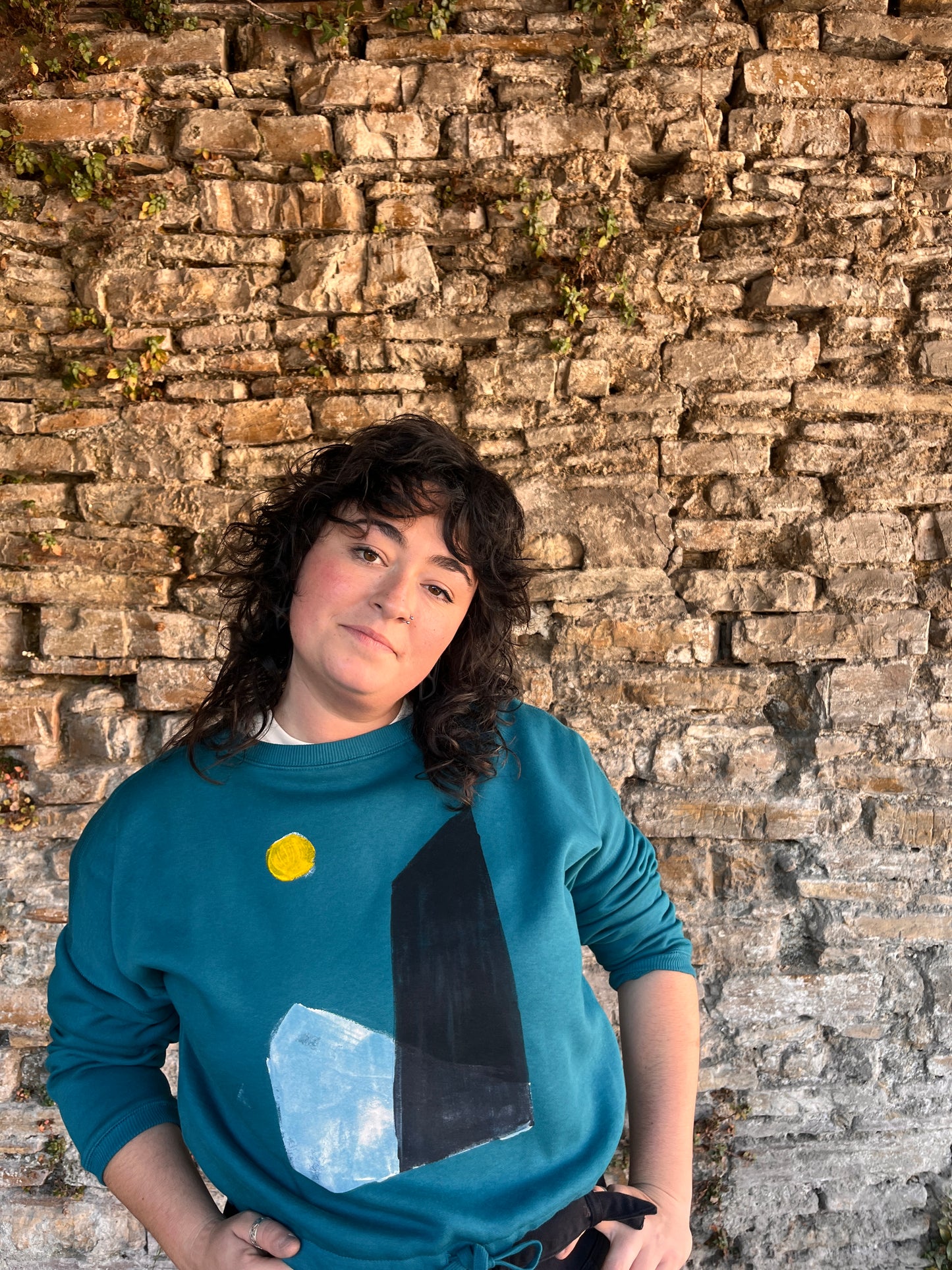 SUDADERA PINTADA CROP OVERSIZE