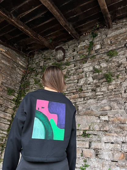 SUDADERA PINTADA CROP OVERSIZE