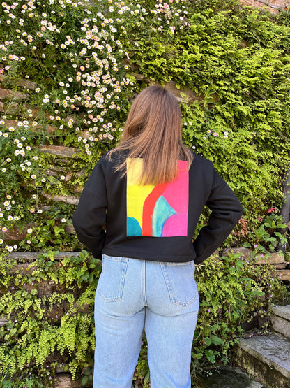 SUDADERA PINTADA CROP OVERSIZE