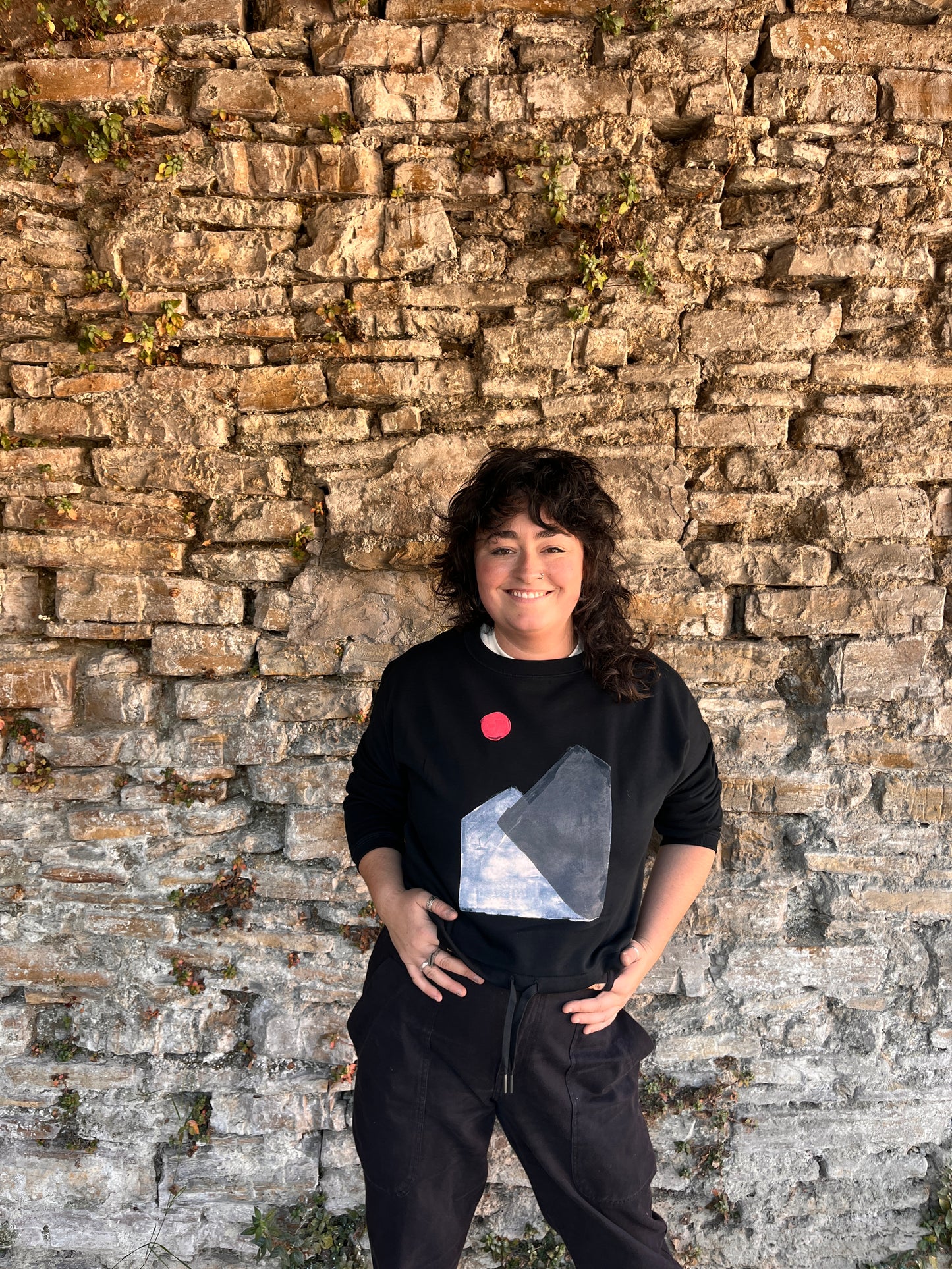 SUDADERA PINTADA CROP OVERSIZE