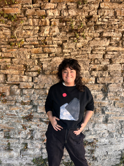 SUDADERA PINTADA CROP OVERSIZE