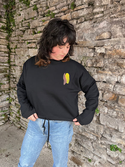 SUDADERA PINTADA CROP OVERSIZE