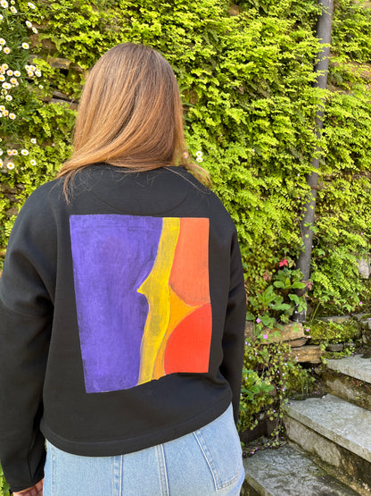 SUDADERA PINTADA CROP OVERSIZE