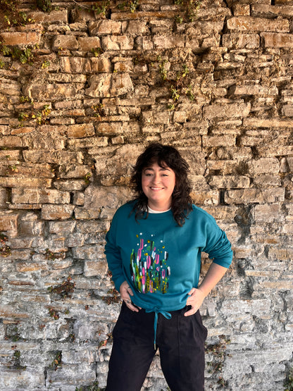 SUDADERA PINTADA CROP OVERSIZE