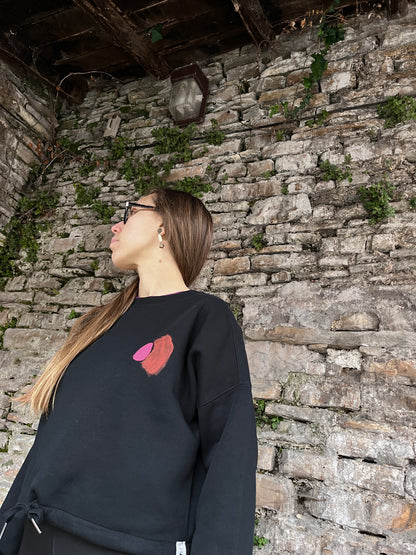 SUDADERA PINTADA CROP OVERSIZE