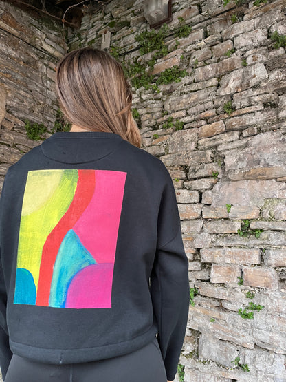 SUDADERA PINTADA CROP OVERSIZE