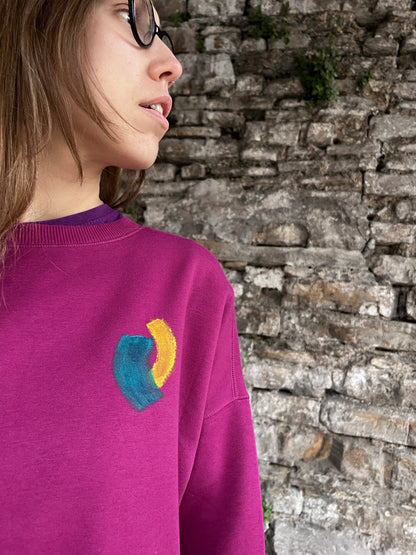 SUDADERA PINTADA CROP OVERSIZE