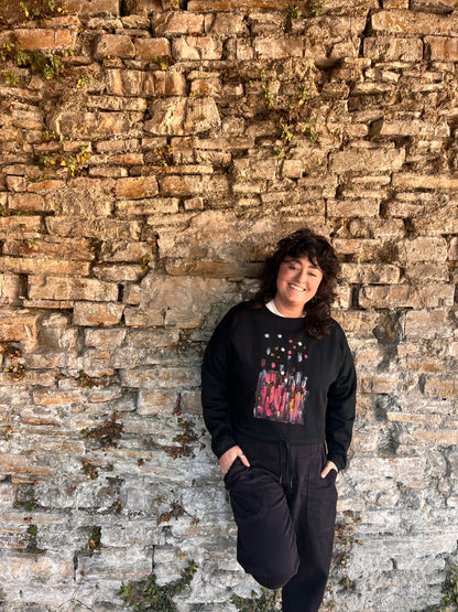 SUDADERA PINTADA CROP OVERSIZE