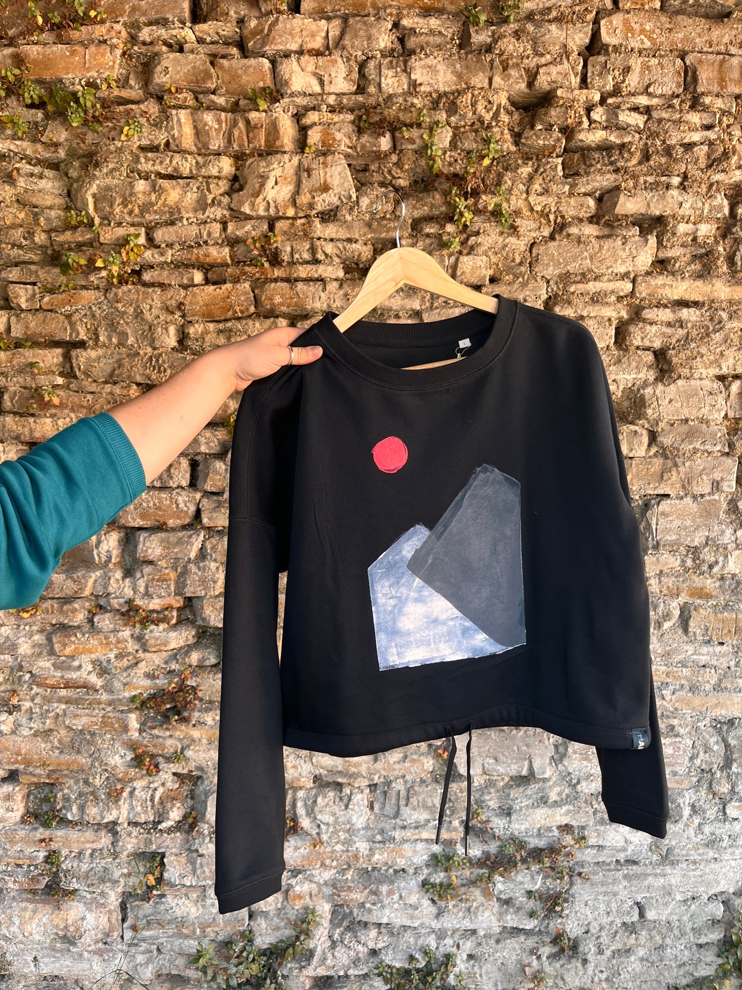 SUDADERA PINTADA CROP OVERSIZE