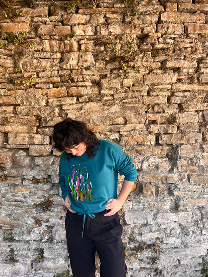 SUDADERA PINTADA CROP OVERSIZE