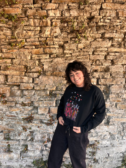 SUDADERA PINTADA CROP OVERSIZE