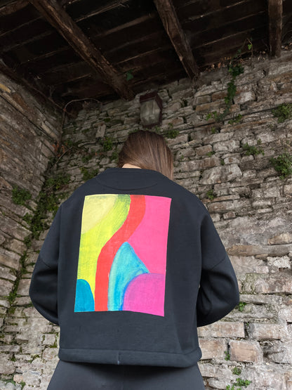 SUDADERA PINTADA CROP OVERSIZE