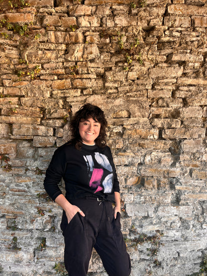 SUDADERA PINTADA CROP OVERSIZE