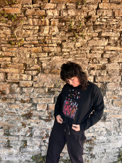 SUDADERA PINTADA CROP OVERSIZE