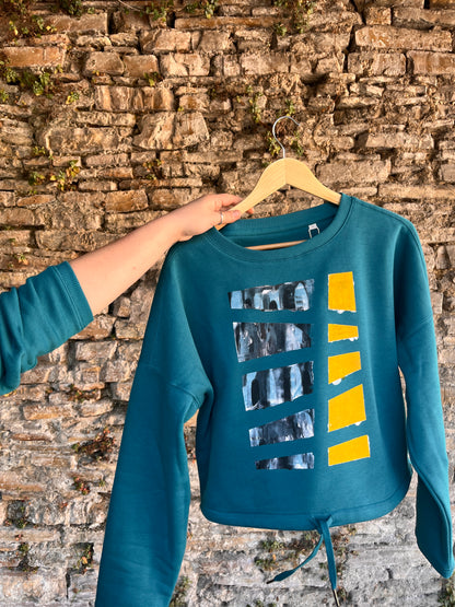 SUDADERA PINTADA CROP OVERSIZE