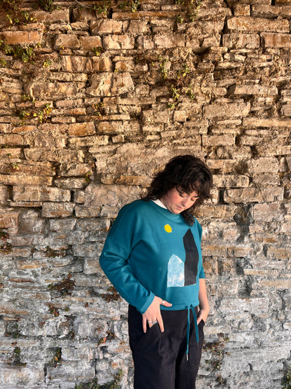 SUDADERA PINTADA CROP OVERSIZE