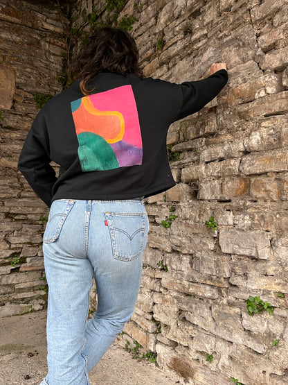 SUDADERA PINTADA CROP OVERSIZE