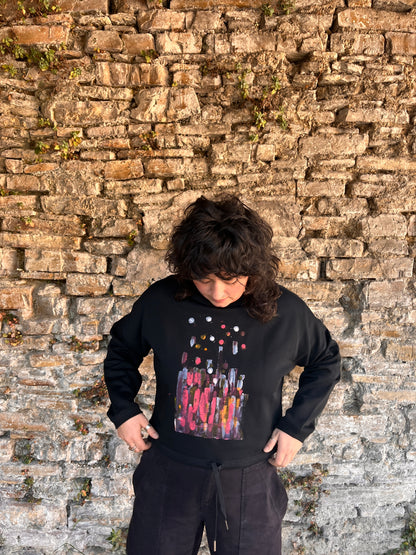 SUDADERA PINTADA CROP OVERSIZE